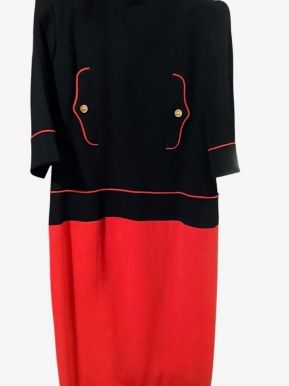 CHANEL 2 HAUTE COUTURE Piece Red & Black Dress with Jacket Suit Ensemble FW 1986 - Picture 10 of 16